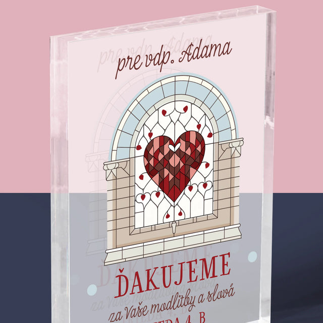 Meno A Podpis: Ďakujeme Za Vaše Modlitby - Akrylový Blok (Vertikálne)