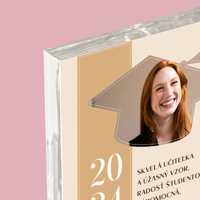 Fotografia A Podpis: Diplom Pre Učiteľa - Akrylový Blok (Vertikálne)