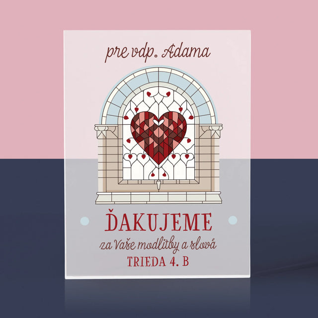 Meno A Podpis: Ďakujeme Za Vaše Modlitby - Akrylový Blok (Vertikálne)