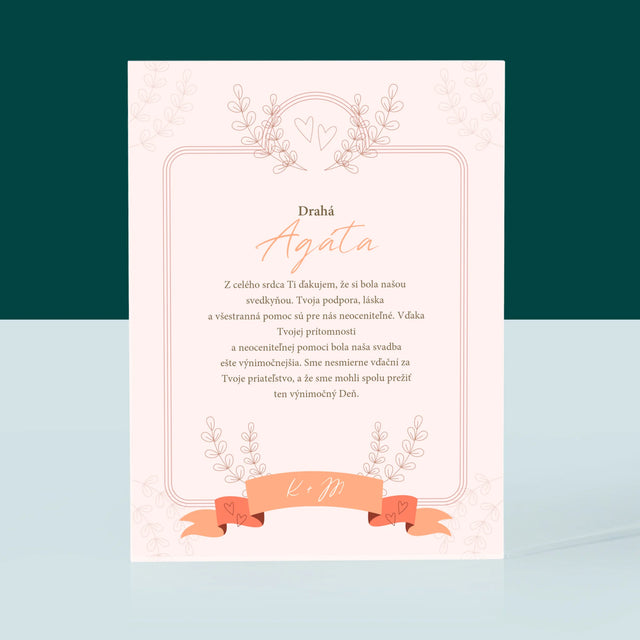 Meno A Podpis: Poďakovanie Pre Svedkyňu - Akrylový Blok (Vertikálne)