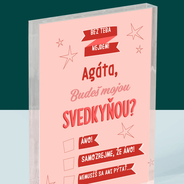 Meno A Podpis: Bez Teba Nejdem - Akrylový Blok (Vertikálne)