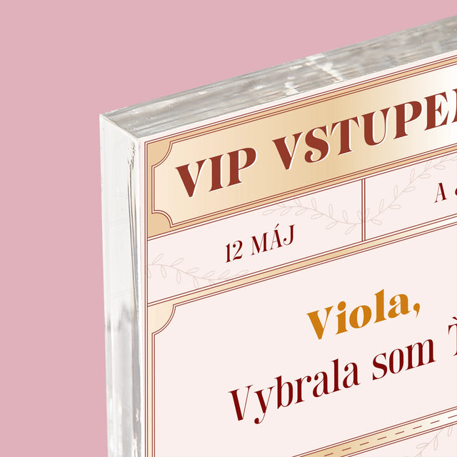 Meno A Podpis: Vip Vstupenky Svedkyňa - Akrylový Blok (Vertikálne)