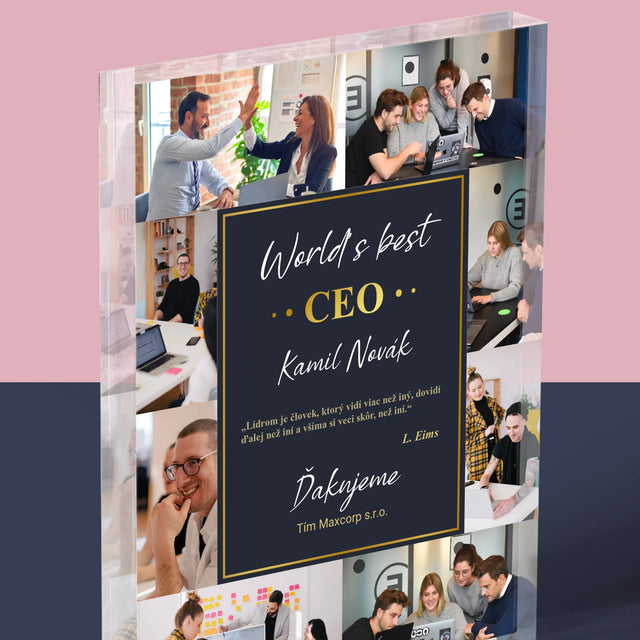 Fotokoláž: Najlepší Šéf - Akrylový Blok (Vertikálne)