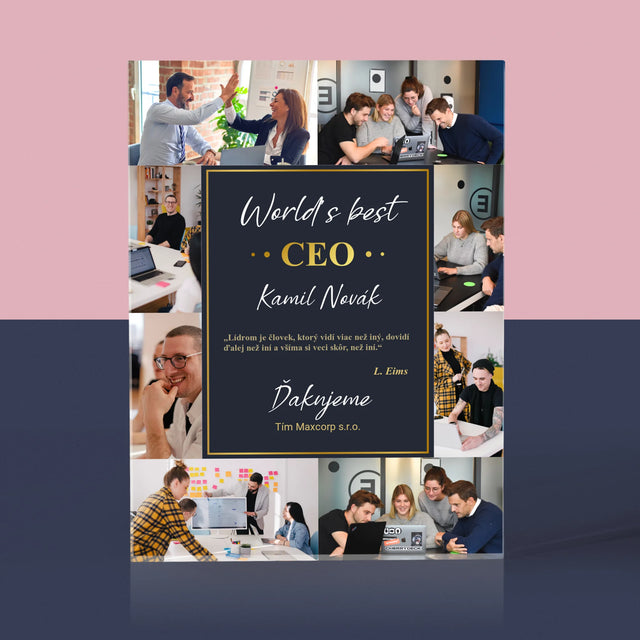 Fotokoláž: Najlepší Šéf - Akrylový Blok (Vertikálne)