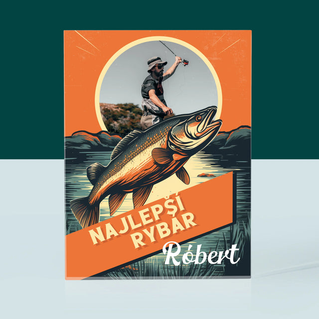 Fotografia A Podpis: Najlepší Rybár - Akrylový Blok (Vertikálne)