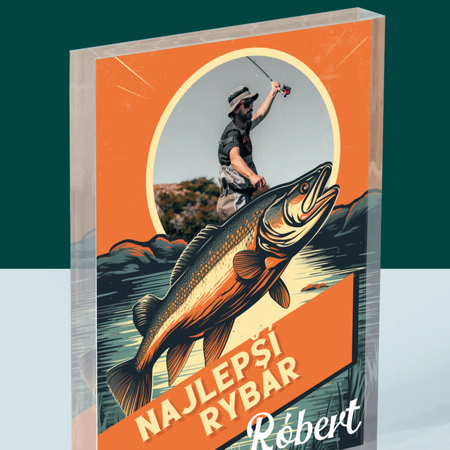 Fotografia A Podpis: Najlepší Rybár - Akrylový Blok (Vertikálne)