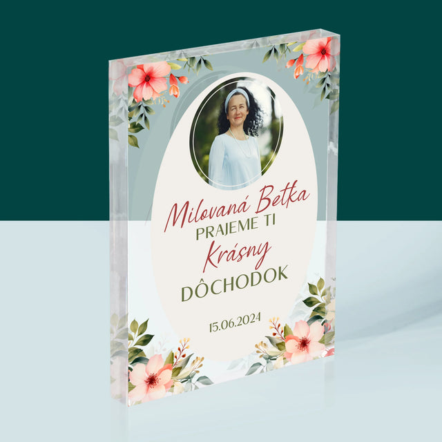 Fotografia A Podpis: Najlepší Dôchodok - Akrylový Blok (Vertikálne)