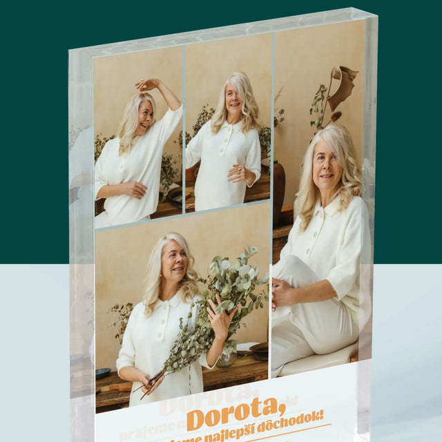 Fotokoláž: Najlepší Dôchodok - Akrylový Blok (Vertikálne)