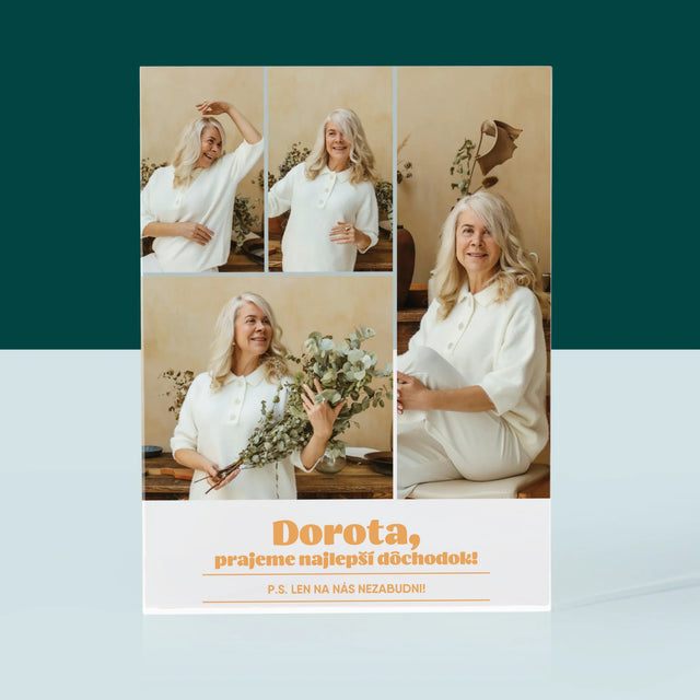 Fotokoláž: Najlepší Dôchodok - Akrylový Blok (Vertikálne)