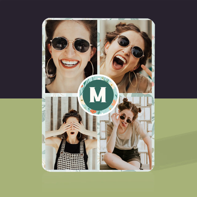 Fotokoláž: Kvetinový Monogram - Hracie Karty