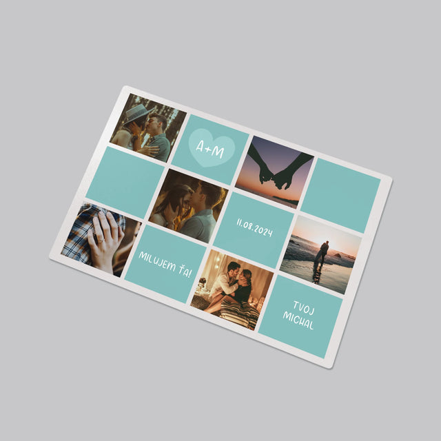 Fotokoláž: Milujem Ťa Iniciály - Podložka Na Stôl