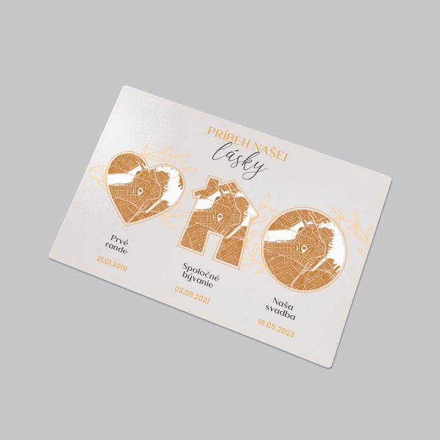 Mapa Mesta: Príbeh Našej Lásky - Podložka Na Stôl