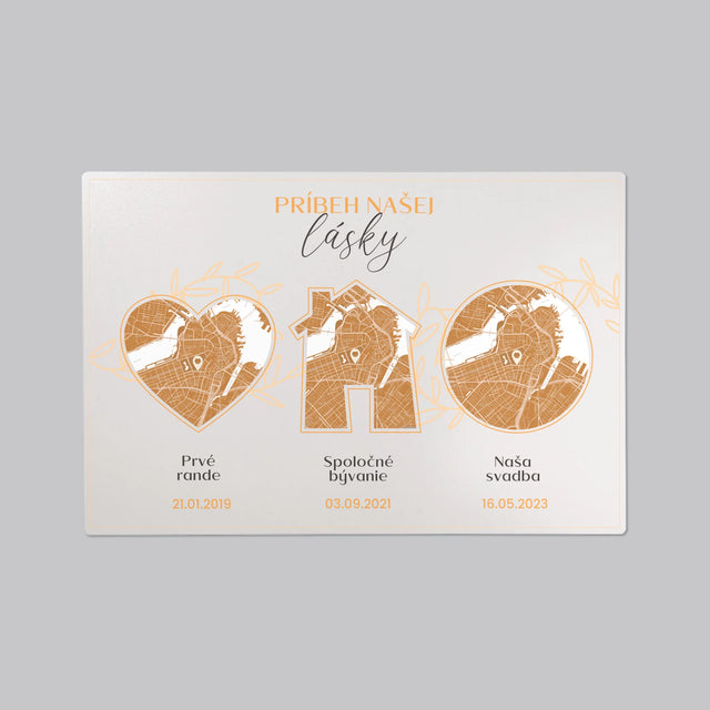 Mapa Mesta: Príbeh Našej Lásky - Podložka Na Stôl