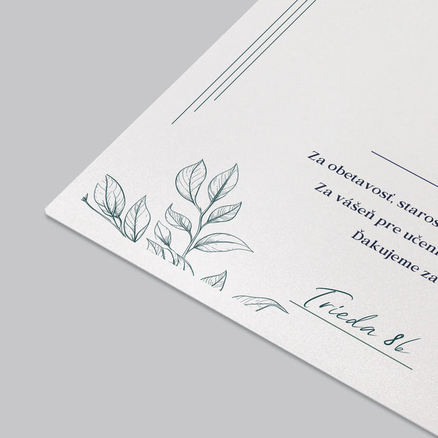 Fotografia A Podpis: Certifikát Príkladného Učiteľa - Podložka Na Stôl