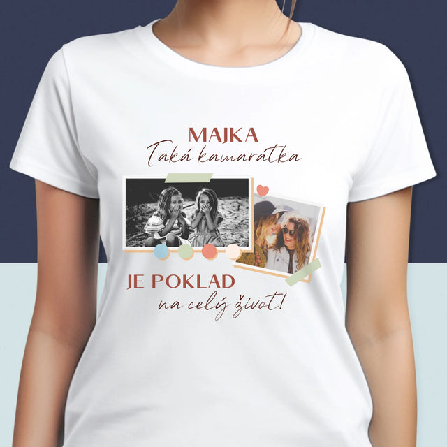 Fotokoláž: Kamarátka Je Poklad - Dámske Tričko