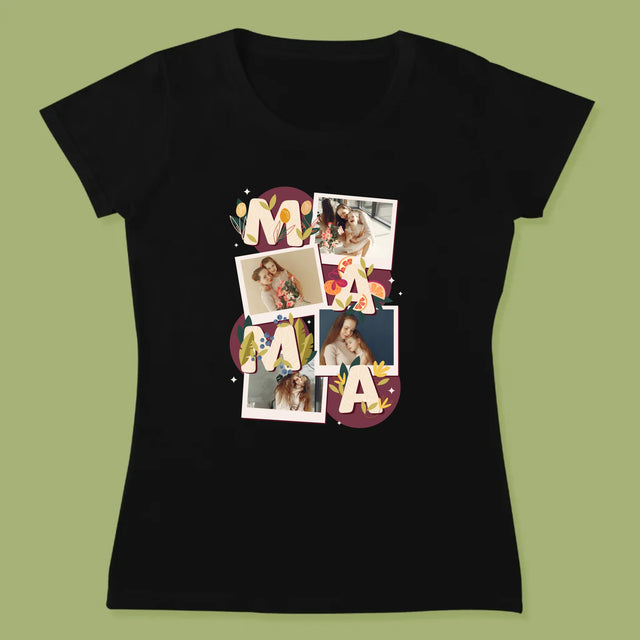 Fotokoláž: Písmená Mama - Dámske Tričko
