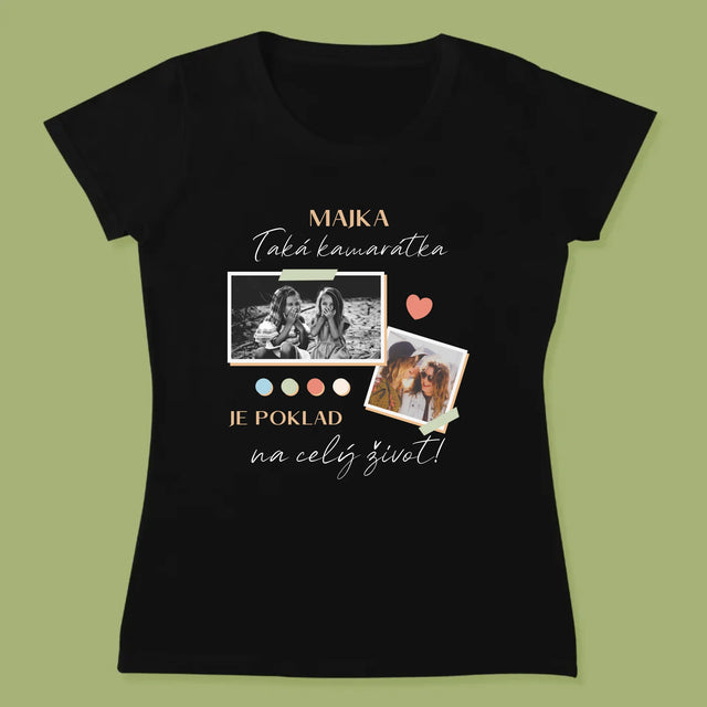 Fotokoláž: Kamarátka Je Poklad - Dámske Tričko