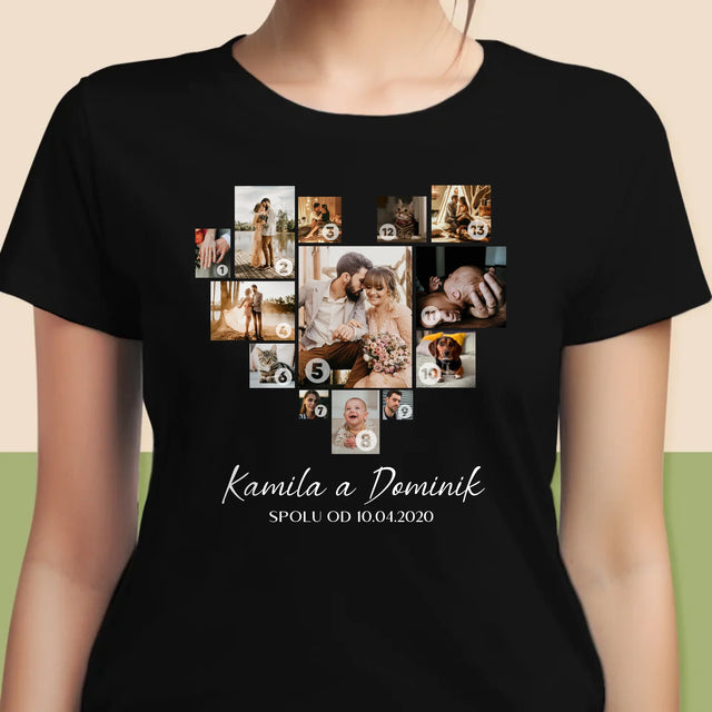 Fotokoláž: Srdce Koláž Z Fotografií - Dámske Tričko
