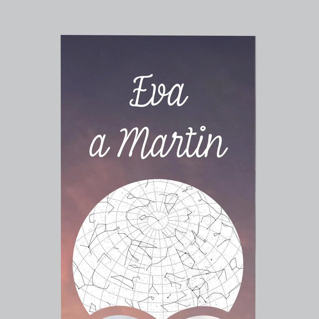 Mapa Hviezd: Zaľúbený Pár V Horách - Magnetka Na Chladničku