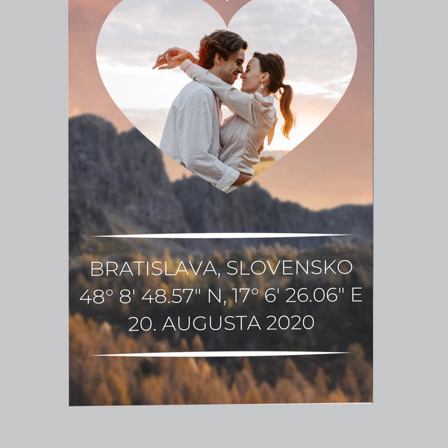 Mapa Hviezd: Zaľúbený Pár V Horách - Magnetka Na Chladničku