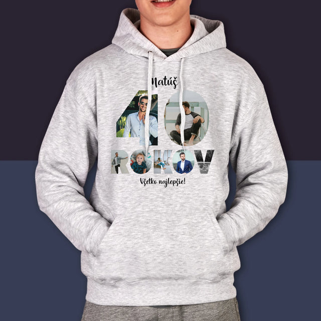 Slovo Z Fotografií: 40 Rokov Z Tvojich Fotografií - Pánska Mikina S Kapucňou