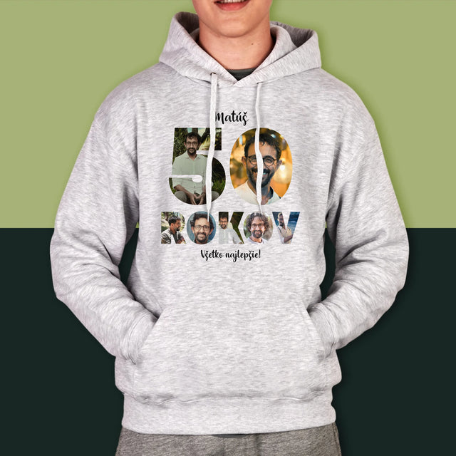 Slovo Z Fotografií: 50 Rokov Z Tvojich Fotografií - Pánska Mikina S Kapucňou