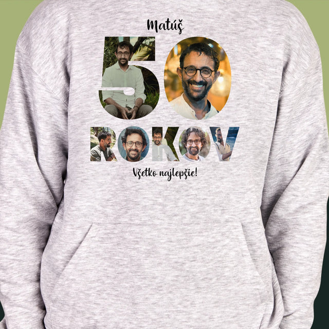 Slovo Z Fotografií: 50 Rokov Z Tvojich Fotografií - Pánska Mikina S Kapucňou