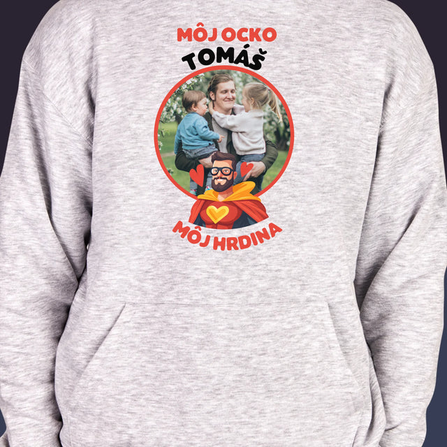 Fotografia A Podpis: Ocko Môj Hrdina - Pánska Mikina S Kapucňou