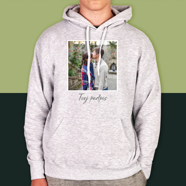Fotografia A Podpis: Tvoja Fotografia A Podpis - Pánska Mikina S Kapucňou