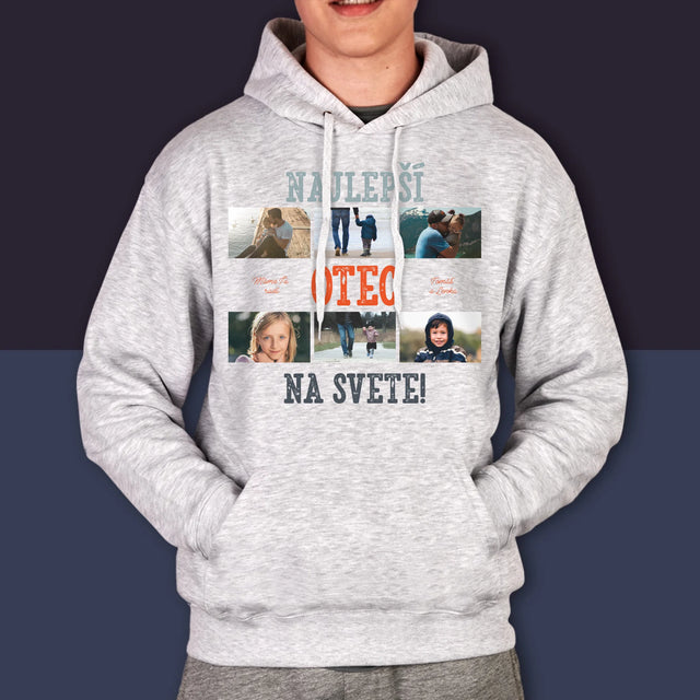 Fotokoláž: Najlepší Otec Na Svete Fotografie - Pánska Mikina S Kapucňou