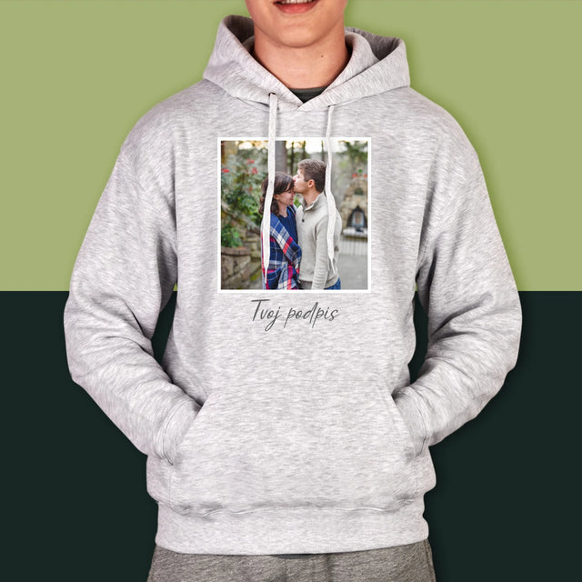 Fotografia A Podpis: Tvoja Fotografia A Podpis - Pánska Mikina S Kapucňou