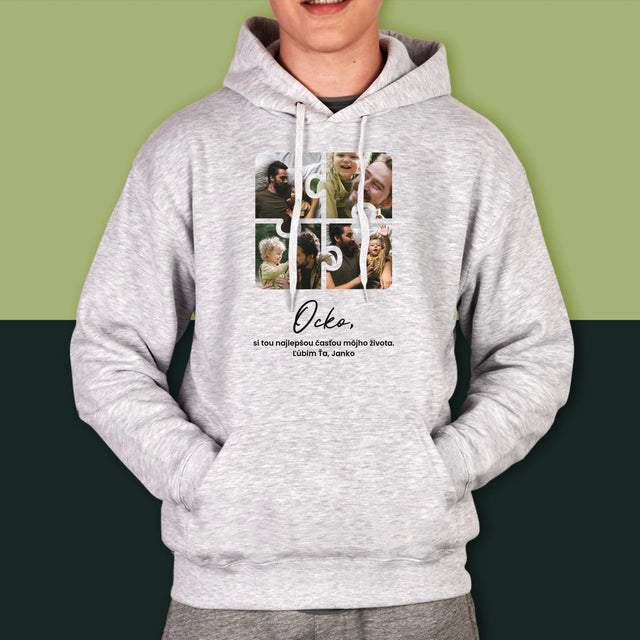 Fotokoláž: Puzzle Fotografie Pre Ocka - Pánska Mikina S Kapucňou