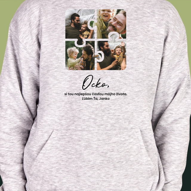 Fotokoláž: Puzzle Fotografie Pre Ocka - Pánska Mikina S Kapucňou