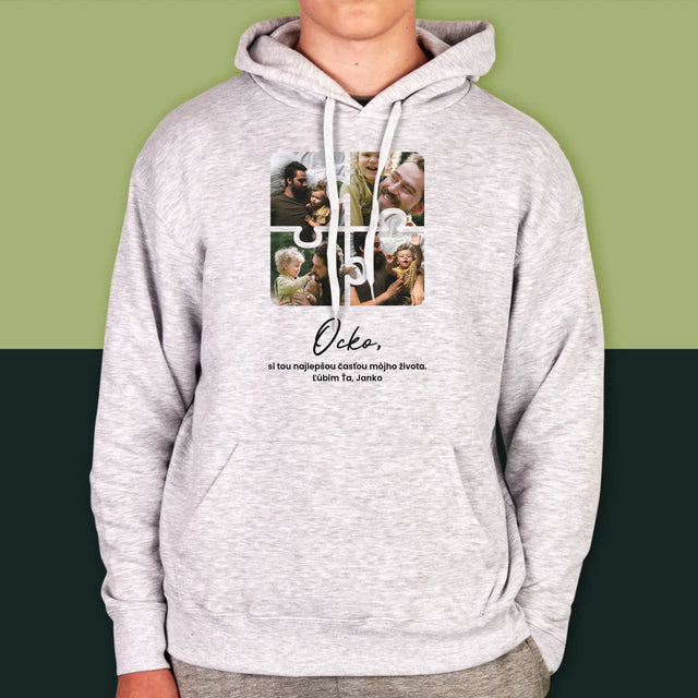 Fotokoláž: Puzzle Fotografie Pre Ocka - Pánska Mikina S Kapucňou