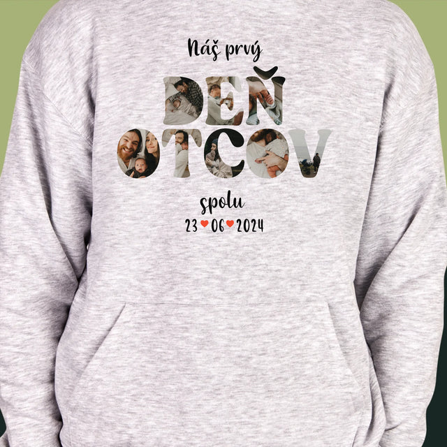 Slovo Z Fotografií: Náš Prvý Deň Otcov - Pánska Mikina S Kapucňou