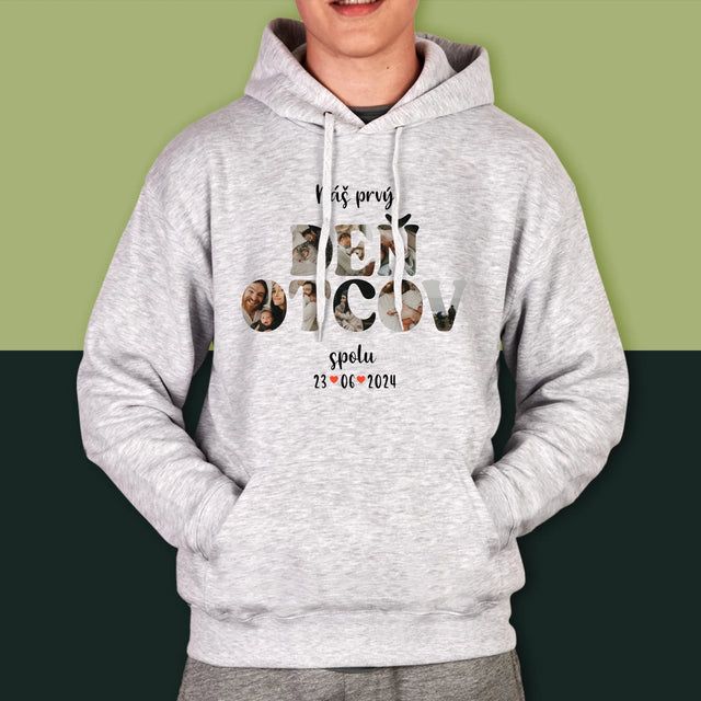 Slovo Z Fotografií: Náš Prvý Deň Otcov - Pánska Mikina S Kapucňou
