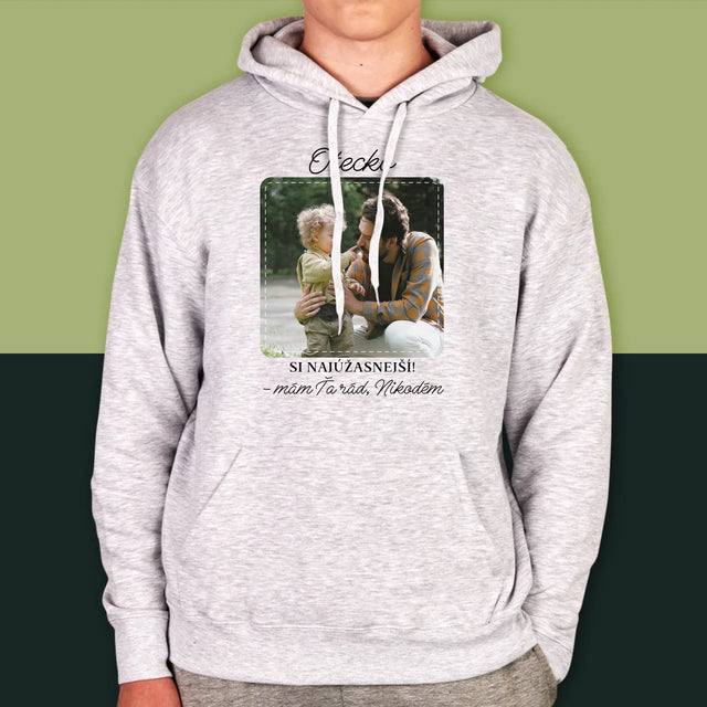 Fotografia A Podpis: Najúžasnejší Otec - Pánska Mikina S Kapucňou