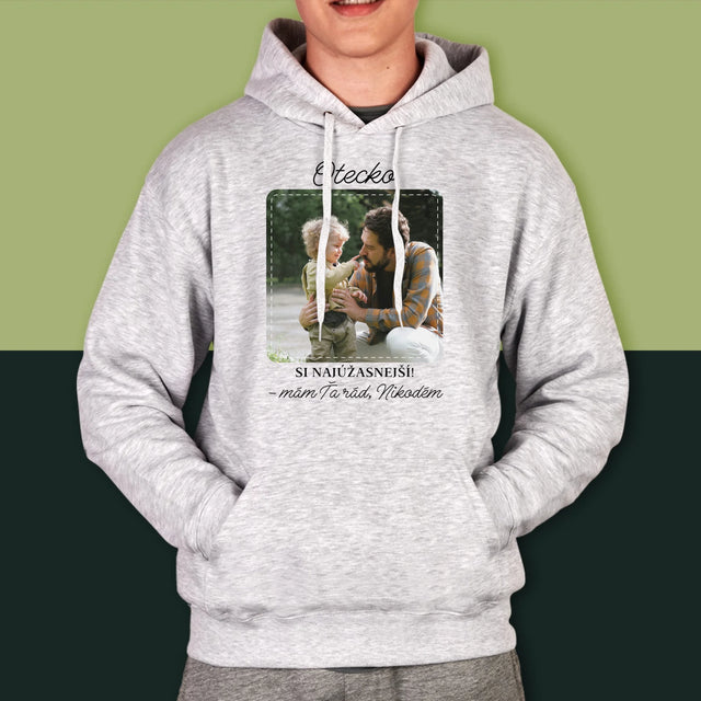 Fotografia A Podpis: Najúžasnejší Otec - Pánska Mikina S Kapucňou