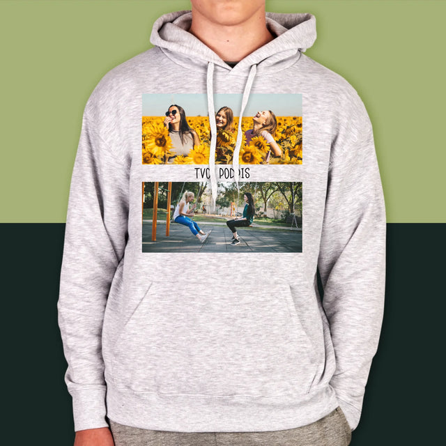 Fotokoláž: 2 Fotografie A Podpis - Pánska Mikina S Kapucňou