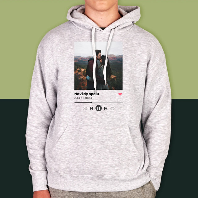 Fotografia A Podpis: Spotify S Tvojou Fotografiou - Pánska Mikina S Kapucňou