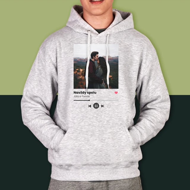 Fotografia A Podpis: Spotify S Tvojou Fotografiou - Pánska Mikina S Kapucňou
