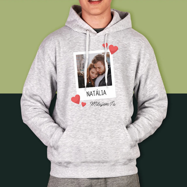 Fotografia A Podpis: Milujem Ťa Fotografia - Pánska Mikina S Kapucňou