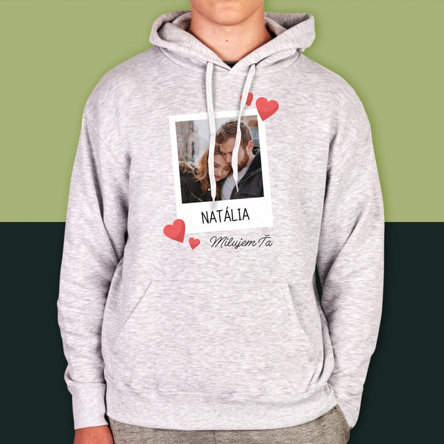 Fotografia A Podpis: Milujem Ťa Fotografia - Pánska Mikina S Kapucňou