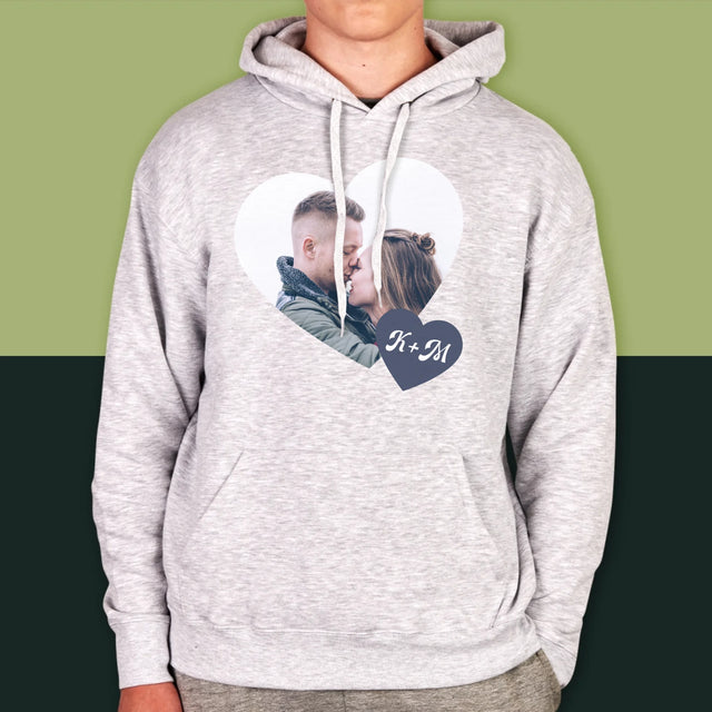 Fotokoláž: Iniciály Srdce - Pánska Mikina S Kapucňou