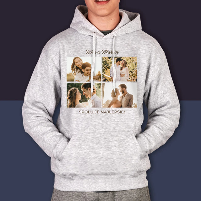 Fotokoláž: Spolu Je Najlepšie Koláž Z Fotiek - Pánska Mikina S Kapucňou