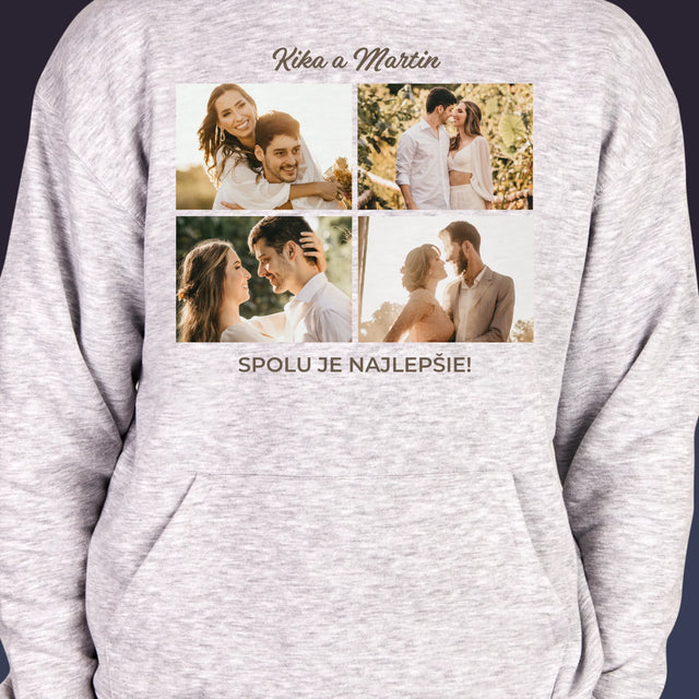 Fotokoláž: Spolu Je Najlepšie Koláž Z Fotiek - Pánska Mikina S Kapucňou
