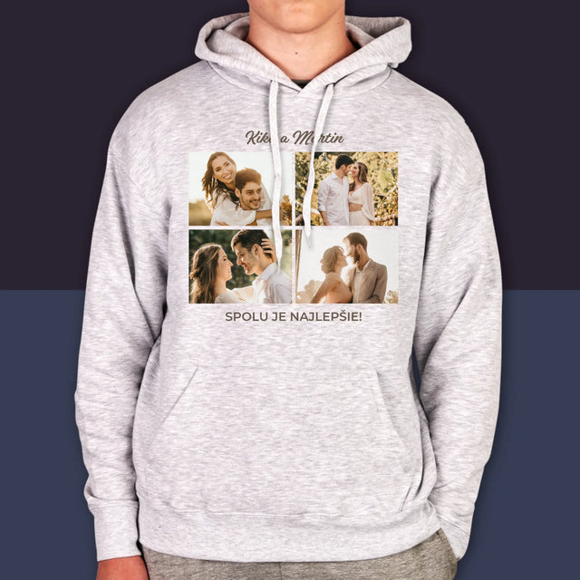 Fotokoláž: Spolu Je Najlepšie Koláž Z Fotiek - Pánska Mikina S Kapucňou