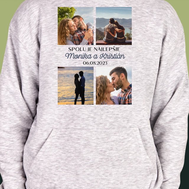 Fotokoláž: Spolu Nám Je Najlepšie - Pánska Mikina S Kapucňou