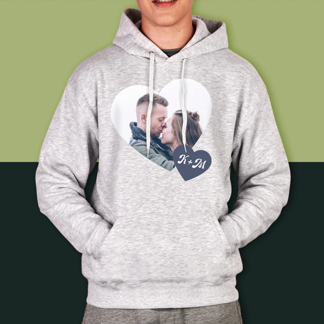 Fotokoláž: Iniciály Srdce - Pánska Mikina S Kapucňou