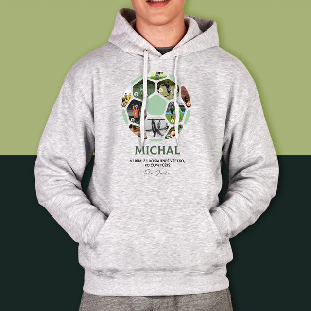 Fotokoláž: Futbal Koláž Z Fotografií - Pánska Mikina S Kapucňou